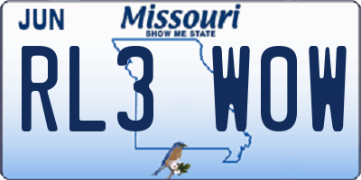 MO license plate RL3W0W