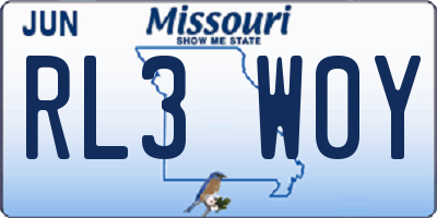MO license plate RL3W0Y
