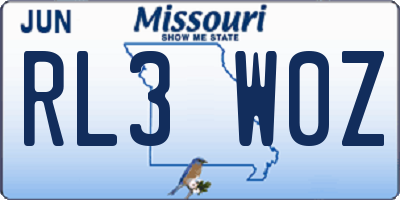 MO license plate RL3W0Z
