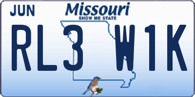 MO license plate RL3W1K