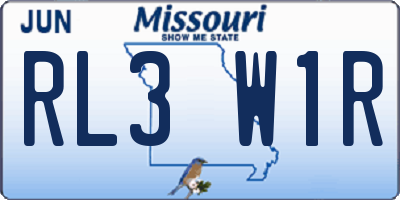 MO license plate RL3W1R