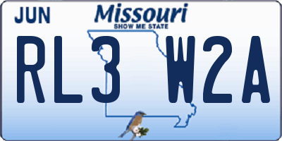 MO license plate RL3W2A