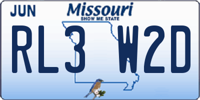 MO license plate RL3W2D