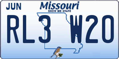MO license plate RL3W2O