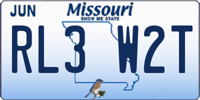 MO license plate RL3W2T