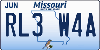 MO license plate RL3W4A