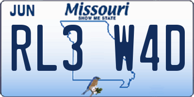 MO license plate RL3W4D