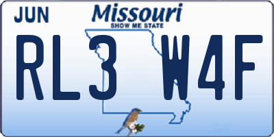 MO license plate RL3W4F