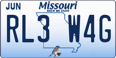 MO license plate RL3W4G