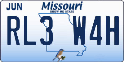 MO license plate RL3W4H
