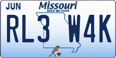 MO license plate RL3W4K