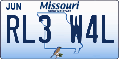 MO license plate RL3W4L