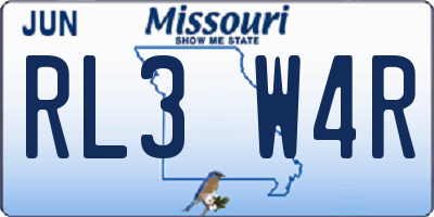 MO license plate RL3W4R