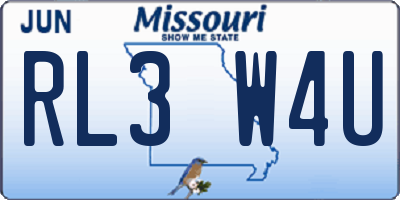 MO license plate RL3W4U