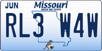 MO license plate RL3W4W