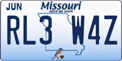 MO license plate RL3W4Z