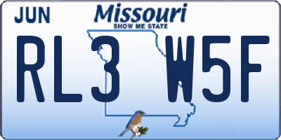 MO license plate RL3W5F