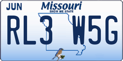 MO license plate RL3W5G