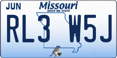 MO license plate RL3W5J