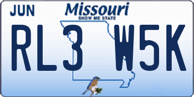 MO license plate RL3W5K