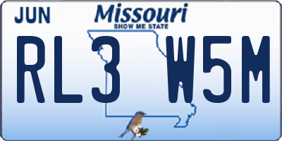 MO license plate RL3W5M
