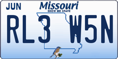 MO license plate RL3W5N