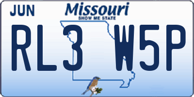 MO license plate RL3W5P