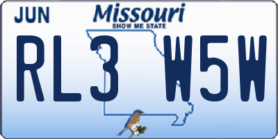 MO license plate RL3W5W
