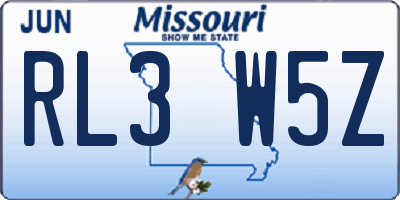 MO license plate RL3W5Z