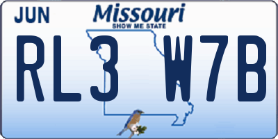 MO license plate RL3W7B
