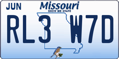 MO license plate RL3W7D