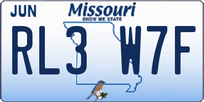 MO license plate RL3W7F