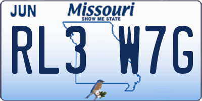 MO license plate RL3W7G