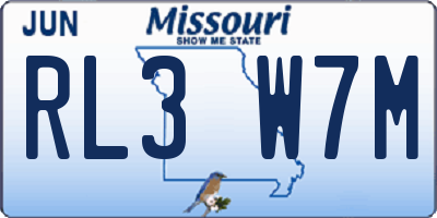 MO license plate RL3W7M