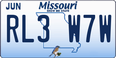 MO license plate RL3W7W