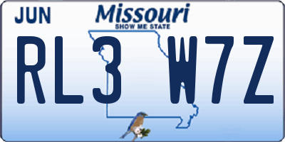 MO license plate RL3W7Z