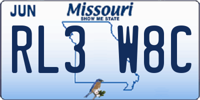 MO license plate RL3W8C