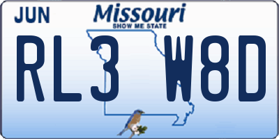 MO license plate RL3W8D