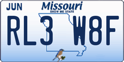 MO license plate RL3W8F