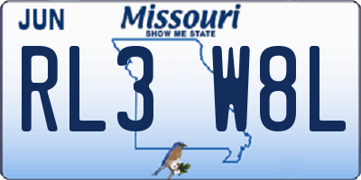 MO license plate RL3W8L