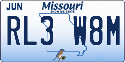 MO license plate RL3W8M