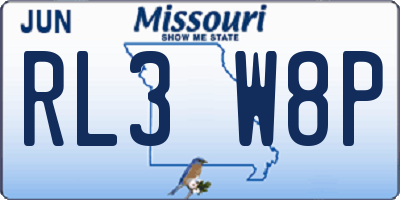 MO license plate RL3W8P