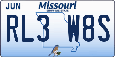 MO license plate RL3W8S