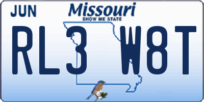 MO license plate RL3W8T