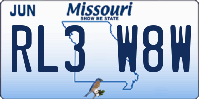 MO license plate RL3W8W