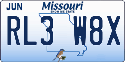 MO license plate RL3W8X