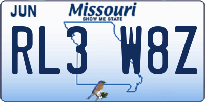 MO license plate RL3W8Z