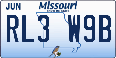 MO license plate RL3W9B