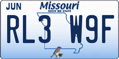 MO license plate RL3W9F