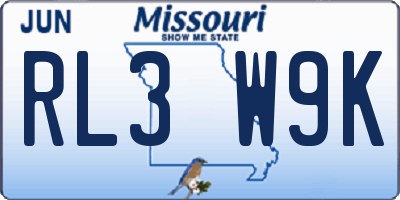 MO license plate RL3W9K